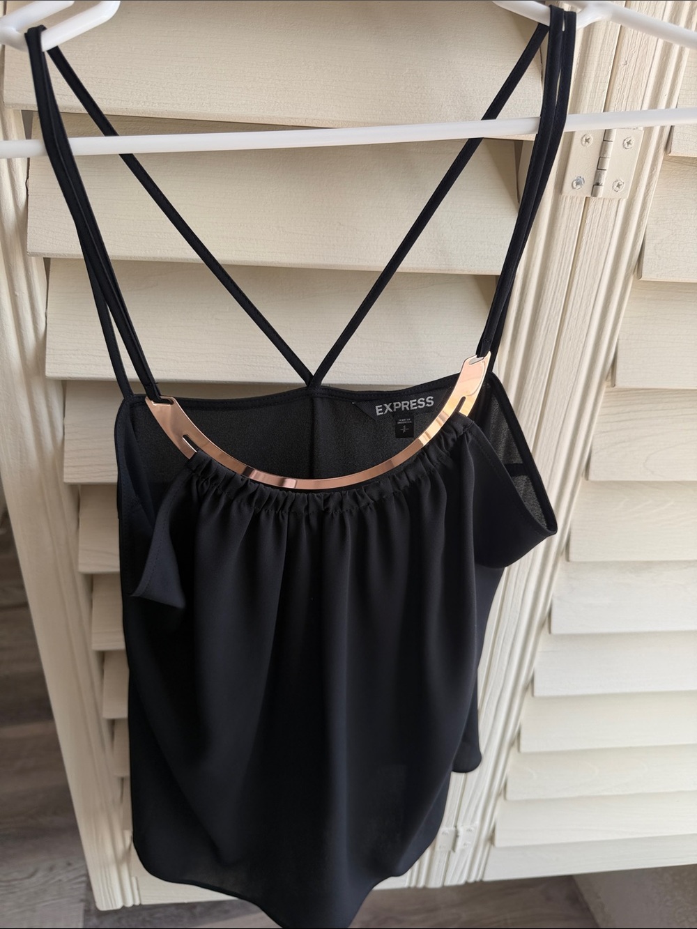 Express Black Spaghetti-Strap Camisole with Rose Gold Accent